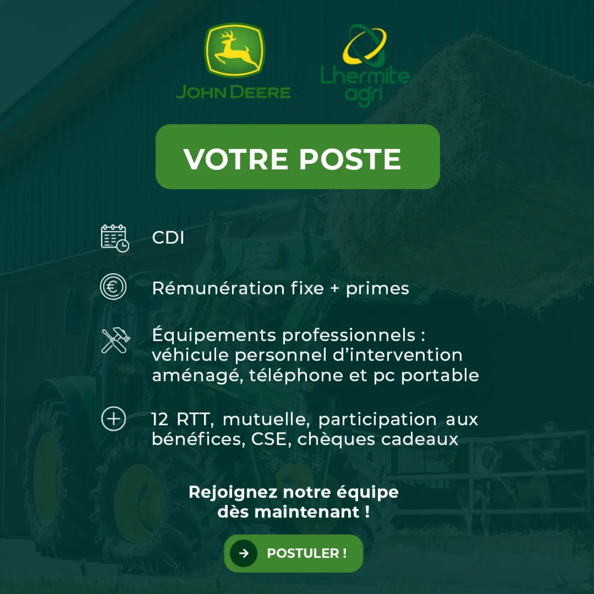Campagne recrutement technicien agricole TP - Annonce emploi concession