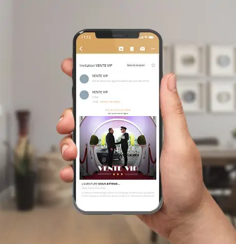 Invitation par email à la Vente VIP d'une concession